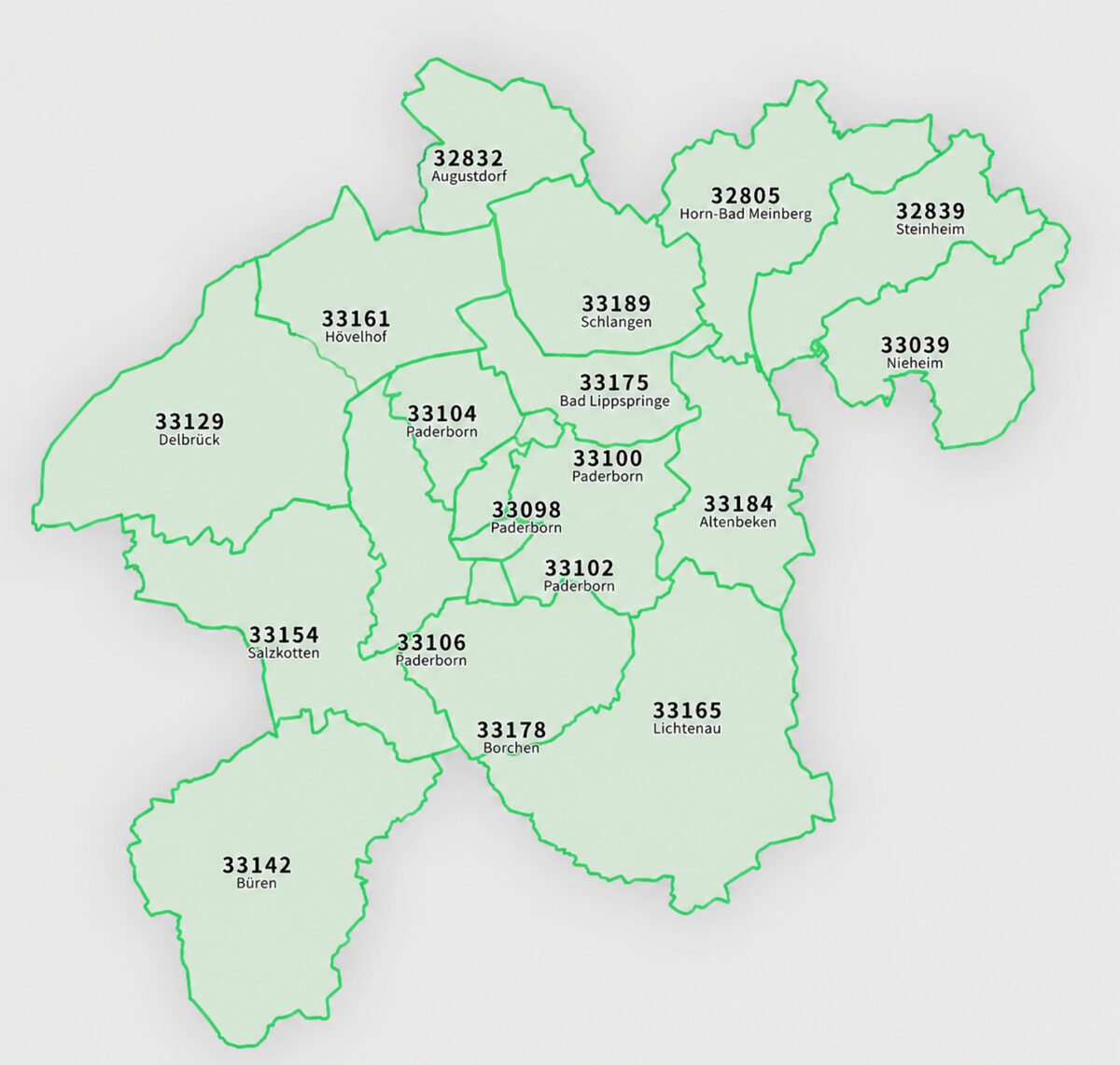 Verteilkarte Paderborn und Umgebung